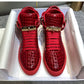 Red Embossed Crocodile High Top Sneakers/Leather Designer Boots Shoes