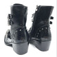 Punk Style Leather Cowboy Shoes/High Ankle Boots wt Metal Pointed Toe Buckle Men