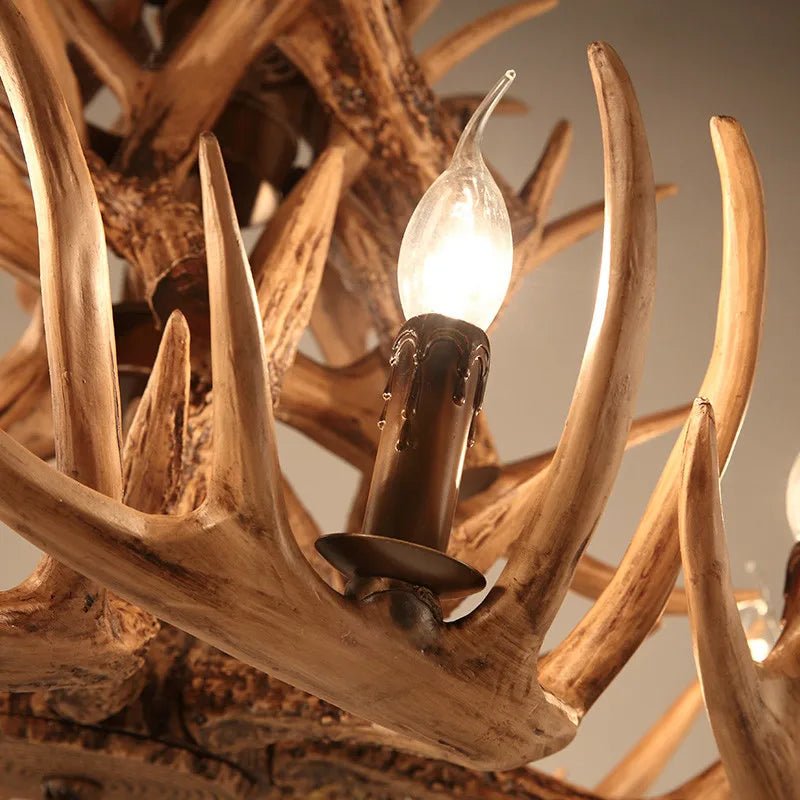 Premium Vintage Antlers Resin Chandelier/Horn LED Candles Luminaire Ceiling Hanging Lamp