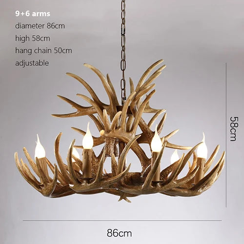 Premium Vintage Antlers Resin Chandelier/Horn LED Candles Luminaire Ceiling Hanging Lamp