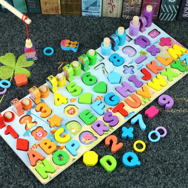 Kids Montessori Educational Wooden Shape Toys/Busy Board/Count/Colors/Match/Puzzle Learning