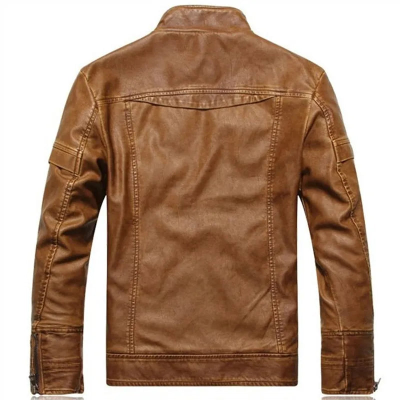 Mad Men PU Leather Jacket/Classic Motorcycle Vegan Leather Jacket