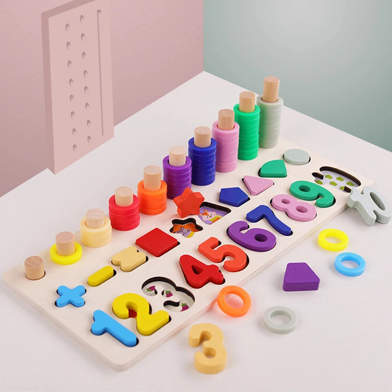 Kids Montessori Educational Wooden Shape Toys/Busy Board/Count/Colors/Match/Puzzle Learning