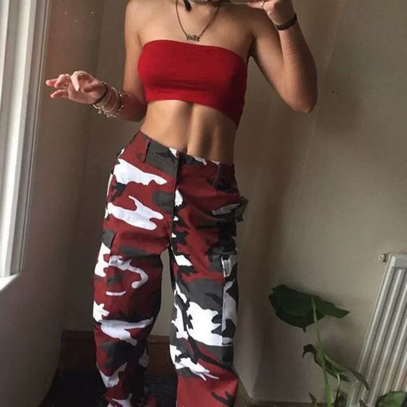 Women's Multi Pocket Color Camo Long Pants Cargo joggers