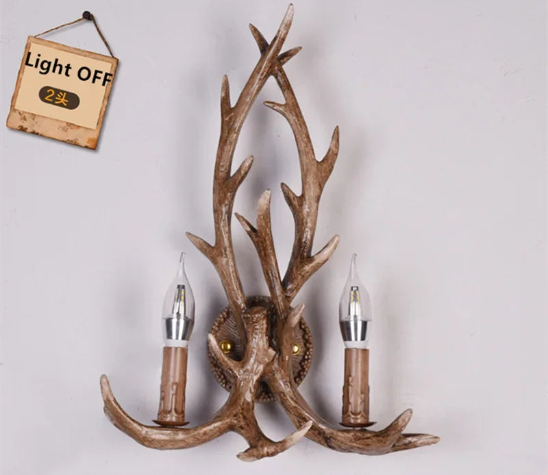 Premium Vintage Deer Antlers Chandelier/Retro Ceiling Hanging Lighting Fixture/Resin