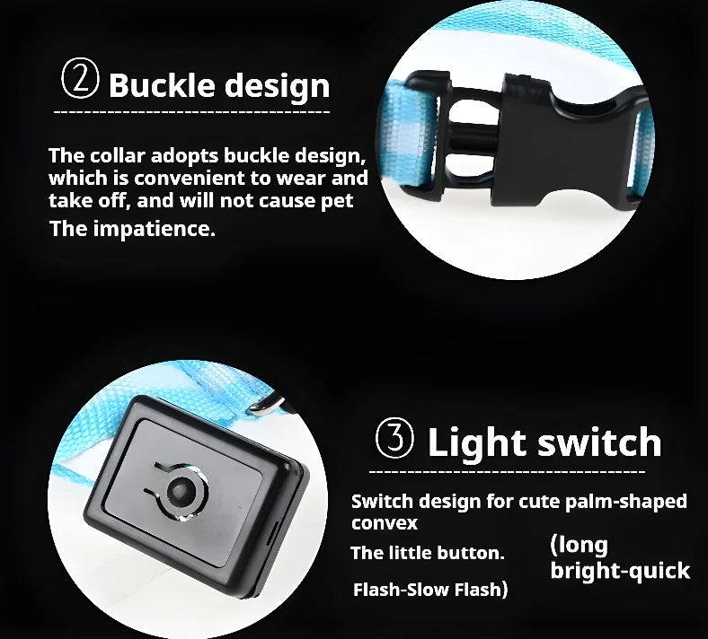 Night Safety Flashing Glow In The Dark LED Dog Collar/Nylon/Avoid Accident for Dogs