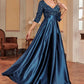 CC Elegant Satin Short sleeve Sequins Evening Dress/Floor Length Formal Cocktail Gown