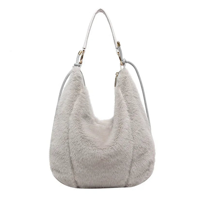 Versatile Plush Soft Shoulder Bags/Large Capacity Furry Handbags Tote