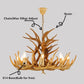 Premium Vintage Deer Antlers Chandelier/Retro Ceiling Hanging Lighting Fixture/Resin