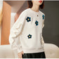 Chic Beige Floral Long Sleeve Ruffles Sweatshirt