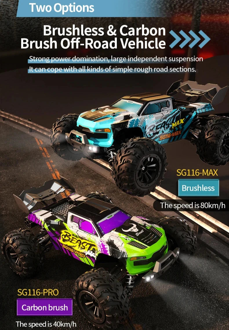 Christmas Gift Kids Beast 1:16 4WD Rc Car High Drift Speed Truck 40/80km/h