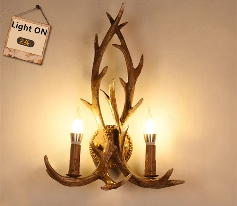 Premium Vintage Deer Antlers Chandelier/Retro Ceiling Hanging Lighting Fixture/Resin