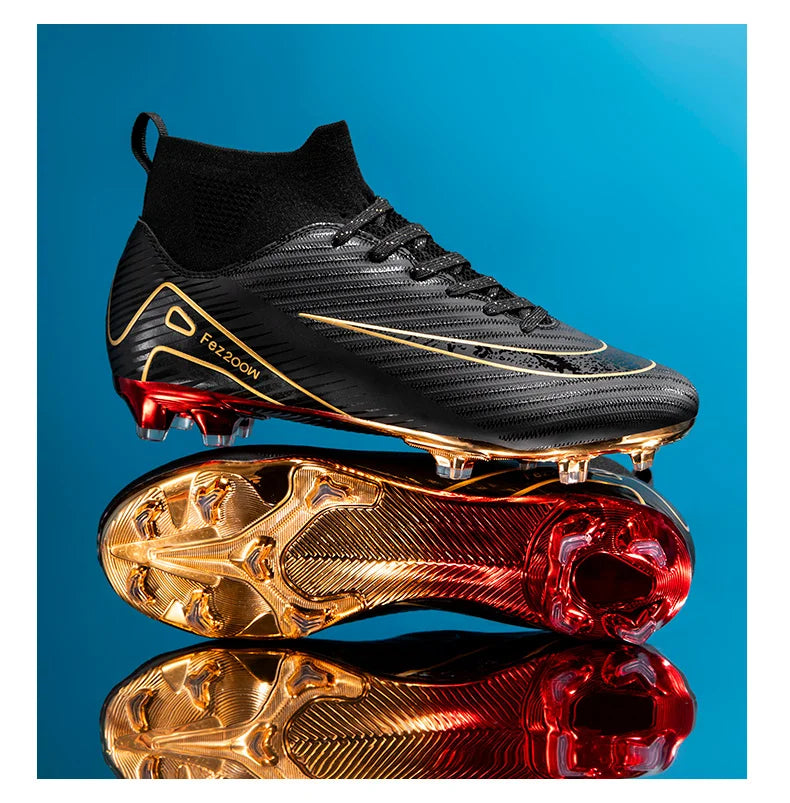 New Youth Soccer Cleats/Gold Mirror Bottom/CR7 Ronaldo Shoes TF/FG