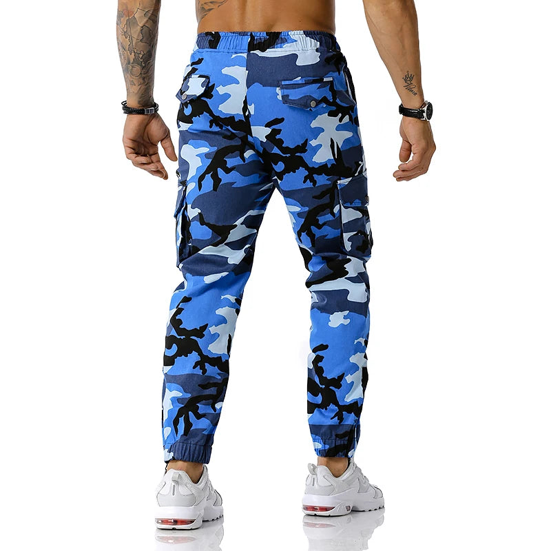 Men's Pure Cotton Camo Cargo Pants Joggers Trousers