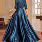 CC Elegant Satin Short sleeve Sequins Evening Dress/Floor Length Formal Cocktail Gown