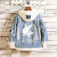 New Fashion Back Print Fake Two-Piece Loose Denim Jacket/Jeans Stitching Coat