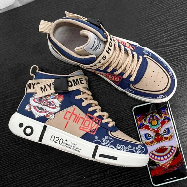 New Fashion Chinese Tiger High Top Unisex Skate Sneakers