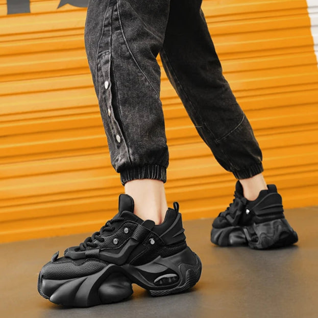 Luxury BTS style Men's Black Chunky Sneakers Platform Designer Shoes