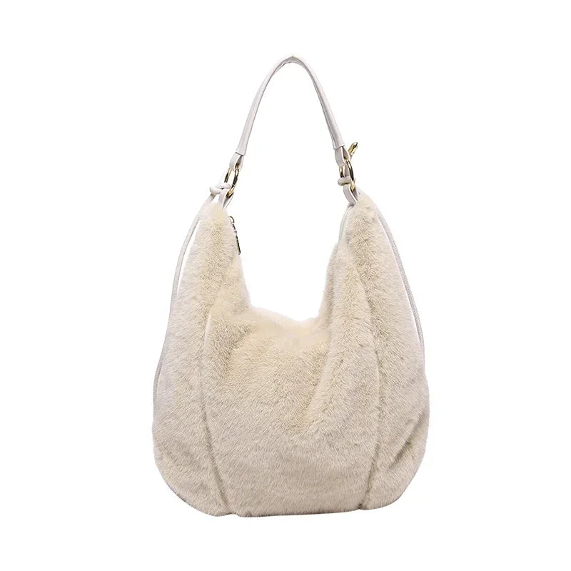 Versatile Plush Soft Shoulder Bags/Large Capacity Furry Handbags Tote