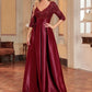 CC Elegant Satin Short sleeve Sequins Evening Dress/Floor Length Formal Cocktail Gown