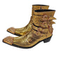 Gold Cowboy Boots Men/Genuine Leather Fashion Men's Chelsea shoes