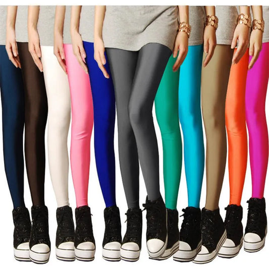 New Solid Candy Neon Womens Leggings Pants + Plus Sizes