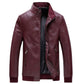 Renzo Winter Men's PU Leather Zipper Solid color Jacket /Biker Jacket