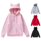 Women's Solid Sweatshirt Pullovers with Cat Ears/Loose Hoodies